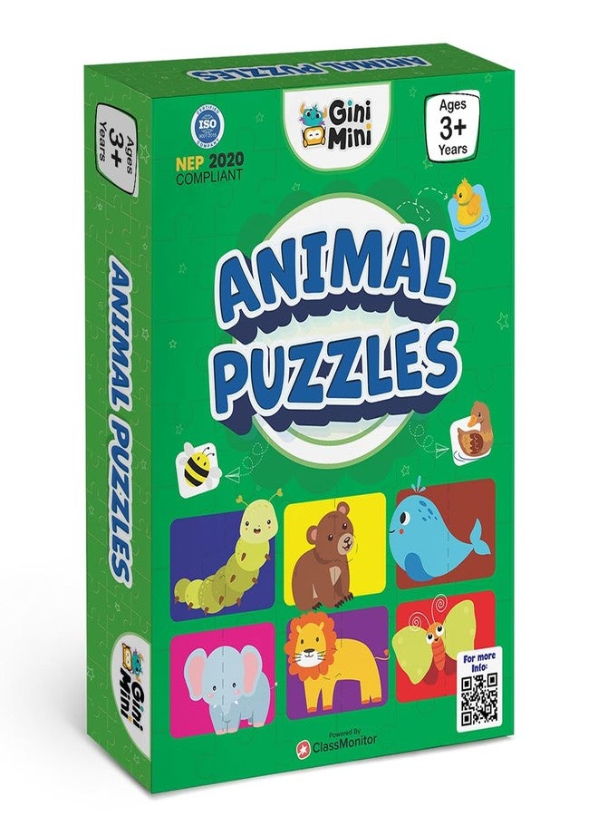 GiniMini Animals Jigsaw Puzzle for Kids 2 3 4 5 Years | Educational 2 Piece Puzzle for Memory & Motor Skills | Return & Birthday Gifts for Boys & Girls - Image 1
